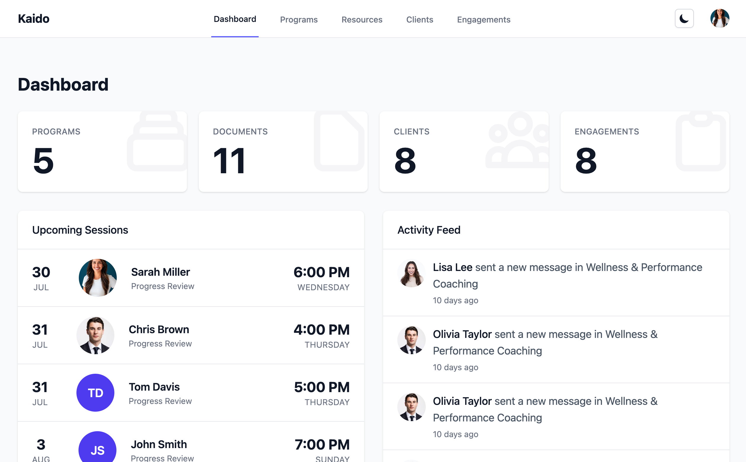 Dashboard screenshot